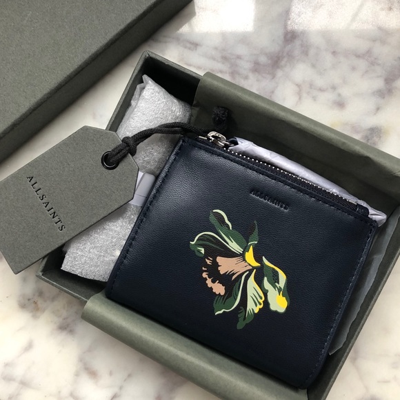 All Saints Handbags - All Saints | Flora Navy Leather Wallet